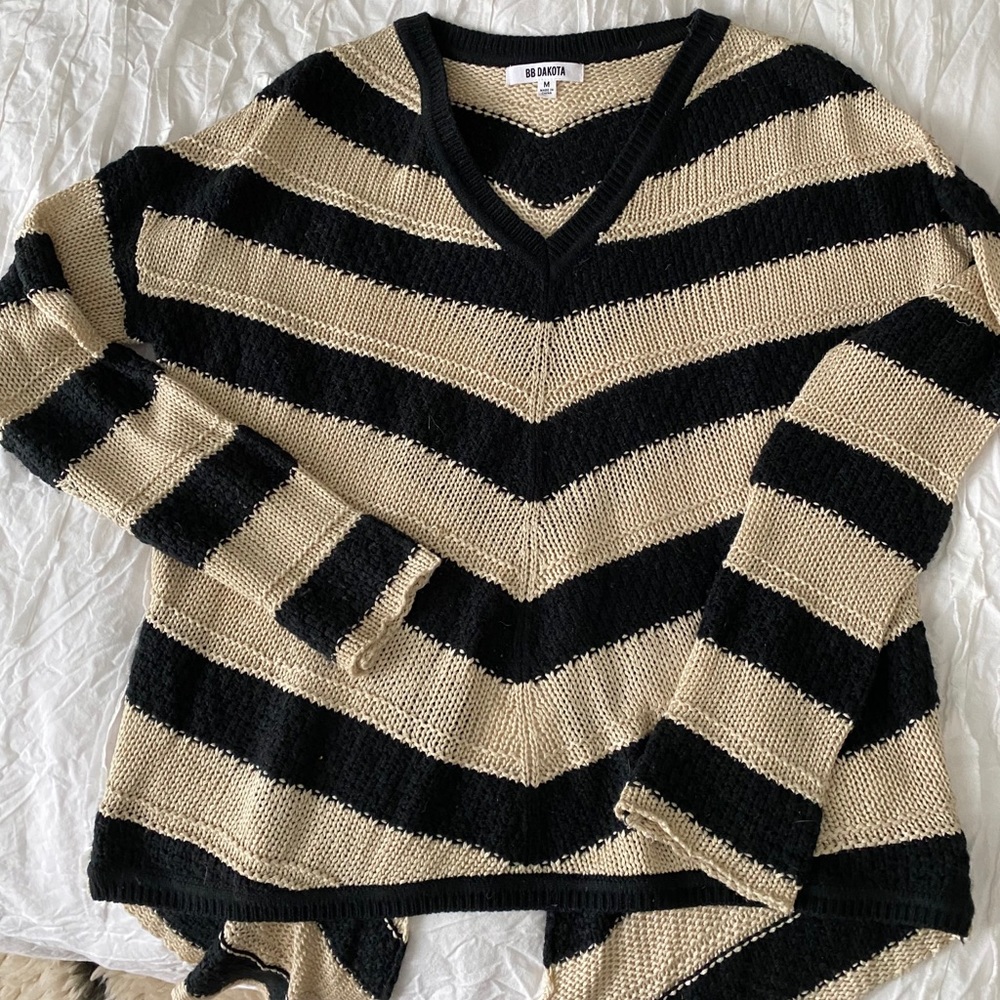 Striped split back sweater